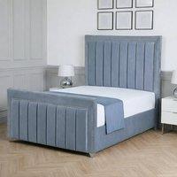 Living Comfort Bedz Royale Upholstered Gas Lift Storage Bed with 48 Inch Headboard in Light Blue | Size: Single