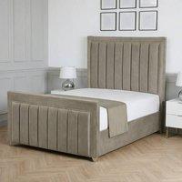 Living Comfort Bedz Royale Upholstered Gas Lift Storage Bed with 48 Inch Headboard in Light Grey | Size: Single
