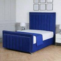 Living Comfort Bedz Royale Upholstered Gas Lift Storage Bed with 48 Inch Headboard in Blue | Size: Single