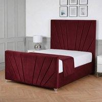 Living Comfort Bedz Lumina Plush Velvet Upholstered Bed Slatted Base with 48Inch Headboard in Maroon | Size: Super King