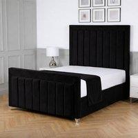 Living Comfort Bedz Elara Upholstered Gas Lift Storage Bed with 48 Inch Headboard in Black | Size: Small Double