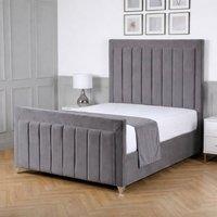 Living Comfort Bedz Elara Plush Velvet Upholstered Bed Slatted Base with 48Inch Headboard in Grey | Size: Super King