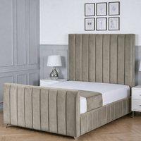 Living Comfort Bedz Zenith Upholstered Gas Lift Storage Bed with 48 Inch Headboard in Light Grey | Size: Double