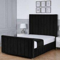Living Comfort Bedz Zenith Upholstered Gas Lift Storage Bed with 48 Inch Headboard in Black | Size: Double