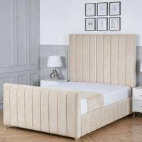 Living Comfort Bedz Zenith Upholstered Gas Lift Storage Bed with 48 Inch Headboard in Cream | Size: Small Double