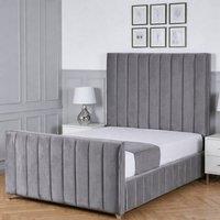 Living Comfort Bedz Zenith Upholstered Gas Lift Storage Bed with 48 Inch Headboard in Grey | Size: Small Double
