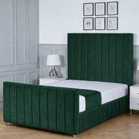 Living Comfort Bedz Zenith Upholstered Gas Lift Storage Bed with 48 Inch Headboard in Green | Size: Double