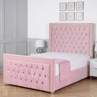 Living Comfort Bedz Metro Upholstered Gas Lift Storage Bed with 48 Inch Headboard in Pink | Size: Super King