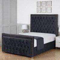 Living Comfort Bedz Metro Upholstered Gas Lift Storage Bed with 48 Inch Headboard in Charcoal | Size: Super King