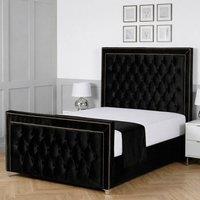 Living Comfort Bedz Metro Upholstered Gas Lift Storage Bed with 48 Inch Headboard in Black | Size: Super King