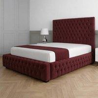 Living Comfort Bedz Countess Upholstered Gas Lift Storage Bed with 48 Inch Headboard in Maroon | Size: Super King