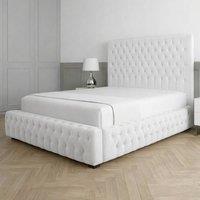 Living Comfort Bedz Countess Upholstered Gas Lift Storage Bed with 48 Inch Headboard in White | Size: Super King