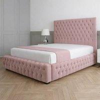 Living Comfort Bedz Countess Upholstered Gas Lift Storage Bed with 48 Inch Headboard in Pink | Size: Super King