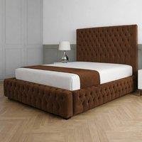 Living Comfort Bedz Countess Upholstered Gas Lift Storage Bed with 48 Inch Headboard in Brown | Size: Super King