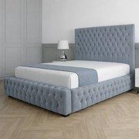 Living Comfort Bedz Countess Upholstered Gas Lift Storage Bed with 48 Inch Headboard in Light Blue | Size: Super King
