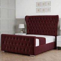Living Comfort Bedz Velvetine Upholstered Gas Lift Storage Bed with 48 Inch Headboard in Maroon | Size: Super King