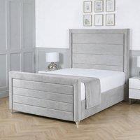 Living Comfort Bedz Selena Plush Velvet Upholstered Bed Slatted Base with 48Inch Headboard in Silver | Size: Super King