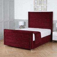 Living Comfort Bedz Selena Plush Velvet Upholstered Bed Slatted Base with 48Inch Headboard in Maroon | Size: Super King