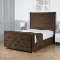 Living Comfort Bedz Selena Plush Velvet Upholstered Bed Slatted Base with 48Inch Headboard in Brown | Size: Super King
