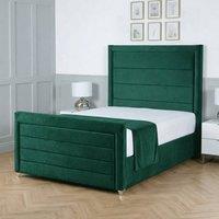 Living Comfort Bedz Selena Upholstered Gas Lift Storage Bed with 48 Inch Headboard in Green | Size: Double