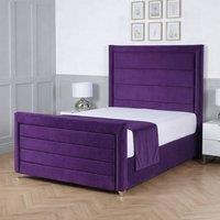Living Comfort Bedz Selena Upholstered Gas Lift Storage Bed with 48 Inch Headboard in Purple | Size: Small Double