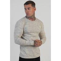 SikSilk Men's Long Sleeve Marl T-Shirt in White | Size: Medium