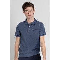Enorsia Men's Club Collar Short Sleeve Polo Shirts in Navy | Size: Large
