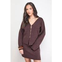 Oasis Women's Knitted Mini Skirt in Chocolate | Size: Large