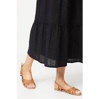 Dorothy Perkins Women's Fiona Faux Leather Lattice Peep Toe Slingback Flat Sandals in Tan | Size: 7