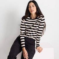 Lands' End Women's Long Sleeve Supima Cotton Crew Neck Top in Ecru | Size: 8