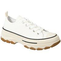 IVACHY Women's Low Top Canvas Casual Comfy Daily Wear Chunky Flatform Wedge Trainers in White | Size: 5