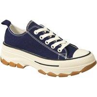 IVACHY Women's Low Top Canvas Casual Comfy Daily Wear Chunky Flatform Wedge Trainers in Navy | Size: 4