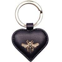 Mala leather Women's Leather Heart Bee Keyring in Black | Size: Small