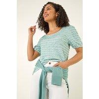 Roman Women's Textured Jersey Stretch Top in Duck Egg Blue | Size: 14