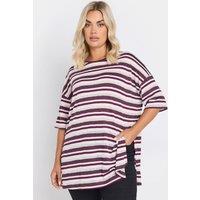 Yours Women's Metallic Stripe T-Shirt in Purple | Size: 20