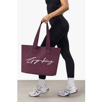 GYM KING Women's Script Tote Bag Fig in Brown