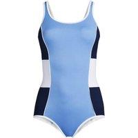 Lands' End Women's Tugless Scoop Neck Colourblock Swimsuit in Light Blue | Size: 8