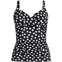 Lands' End Women's V-Neck Wrap Tankini Top in True Black | Size: 12