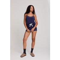 Pretty You London Women's Bamboo Cami & Short Pyjama Set in Dark Navy | Size: 18