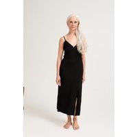 Pretty You London Women's Bamboo Frill Chemise in Black | Size: 12