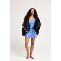 Pretty You London Women's Bamboo Frill Cami Short Pyjama Set in Bright Blue | Size: 10