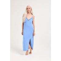 Pretty You London Women's Bamboo Frill Chemise in Bright Blue | Size: 14