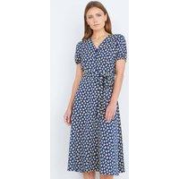 Yumi Women's Navy Floral Midi Shirt Dress | Size: 12