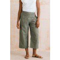 Lily & Me Women's Greta Textured Cotton Cropped Trousers with Elasticated Back Waist | Size: 20