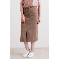 Lily & Me Women's Morwenna Stretch Twill Midi Skirt in Brown | Size: 10