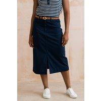 Lily & Me Women's Morwenna Stretch Twill Midi Skirt in Navy | Size: 10