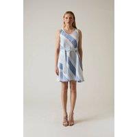 James Lakeland Women's Striped Sleeveless Dress in Pale Blue | Size: 20