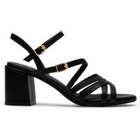 Clarks Women's Ezoria Strap Black Leather Heeled Sandals | Size: 8-Standard Fit