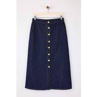 WOVCOR Women's Button Front Denim Midi Skirt in Dark Blue | Size: 6