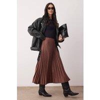 WOVCOR Women's Pleated A-Line Knit Maxi Skirt in Brown | Size: Small